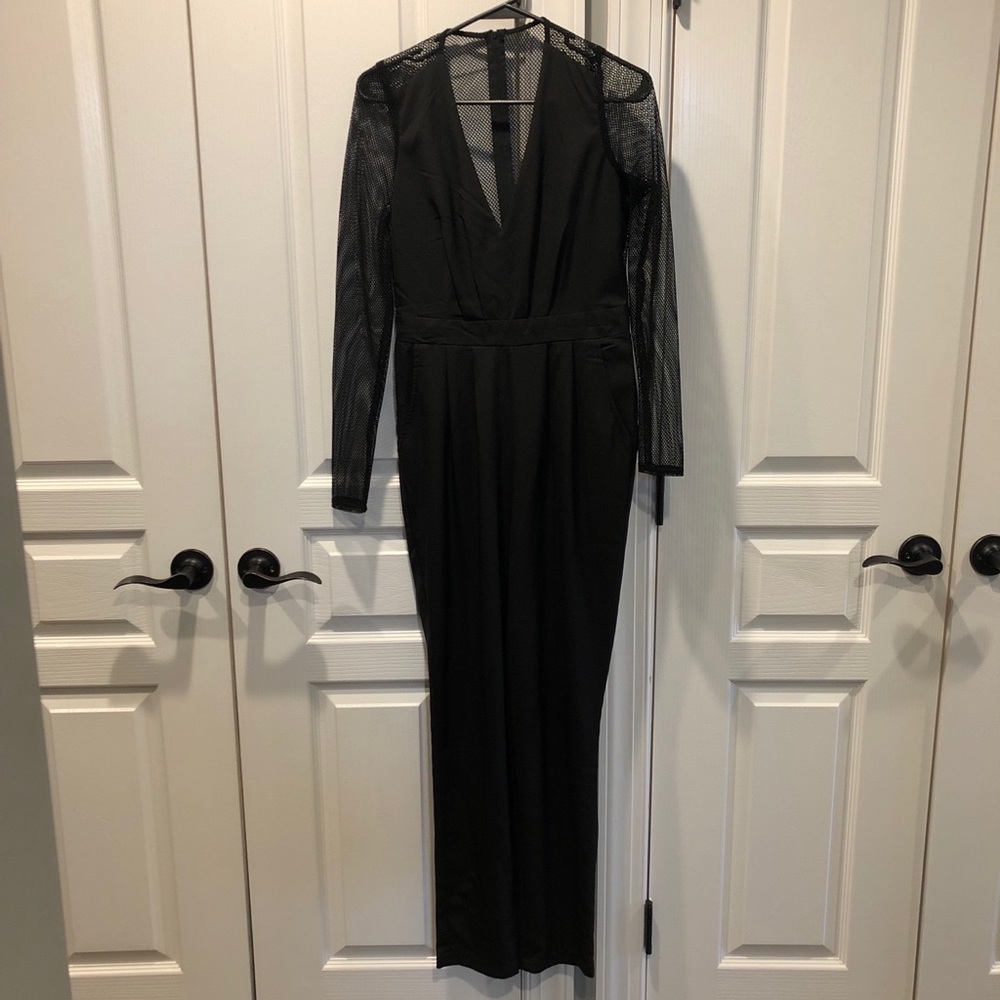 Black mesh jumpsuit